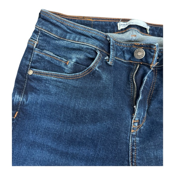 Zara Women’s High-Waist Tapered‎ Pants Blue Denim Size 4– Model 0850/158/9 - Picture 5 of 9